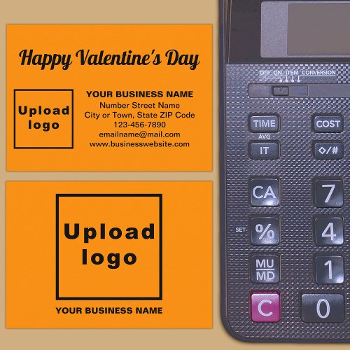 Business Valentine Greeting on Orange Color Enclosure Card