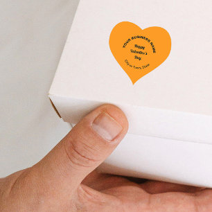 Business Valentine Greeting on Orange Color Heart Sticker