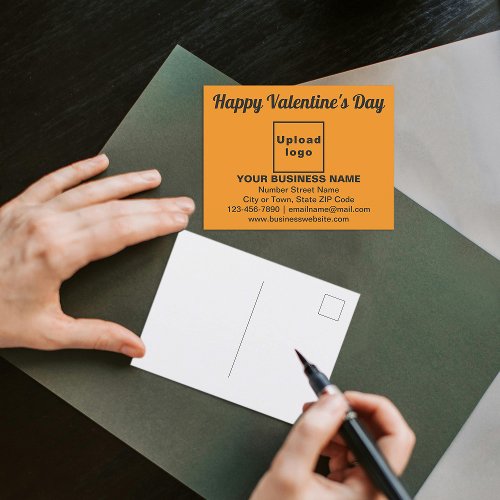 Business Valentine Greeting on Orange Color Postcard