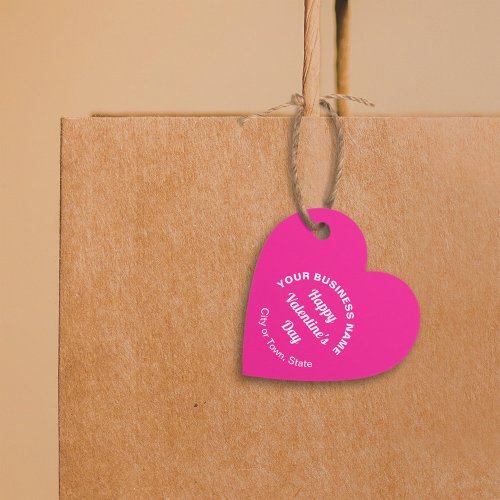 Business Valentine Greeting on Pink Heart Shape Favor Tags