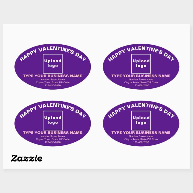 Business Valentine Greeting on Purple Oval Sticker (Sheet)
