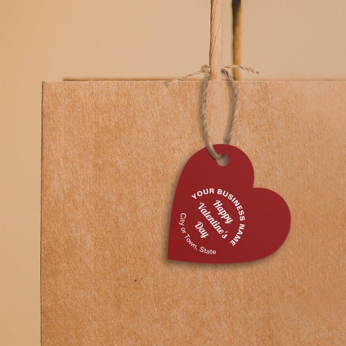 Business Valentine Greeting on Red Heart Shape Favor Tags