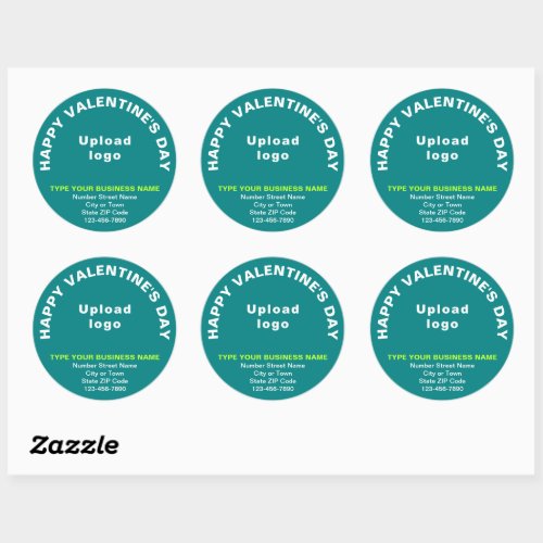 Business Valentine Greeting on Teal Green Classic Round Sticker
