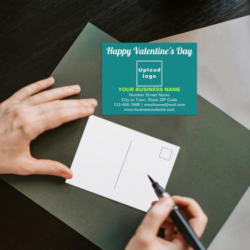Business Valentine Greeting on Teal Green Postcard