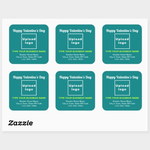 Business Valentine Greeting on Teal Green Square Sticker