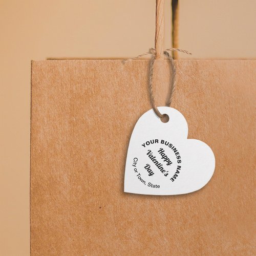 Business Valentine Greeting on White Heart Shape Favor Tags