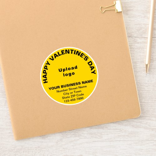 Business Valentine Greeting on Yellow Round Vinyl Sticker