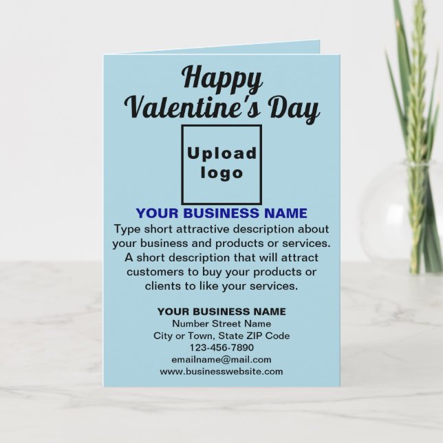 Business Valentine Light Blue Folded Greeting Card (Front)