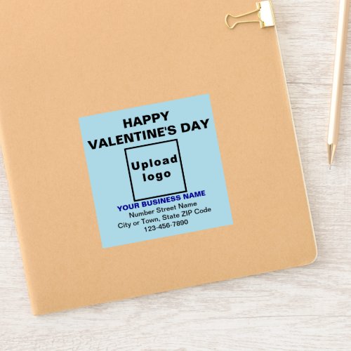Business Valentine Light Blue Square Vinyl Sticker