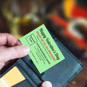 Business Valentine Light Green Discount Card