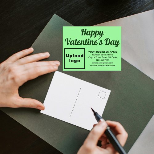 Business Valentine Light Green Holiday Postcard