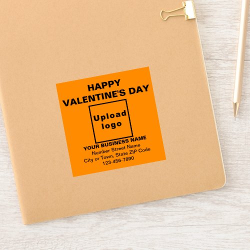 Business Valentine Orange Color Square Vinyl Sticker