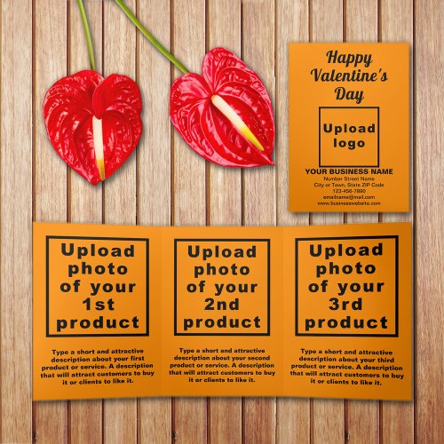 Business Valentine Orange Color Trifold Card