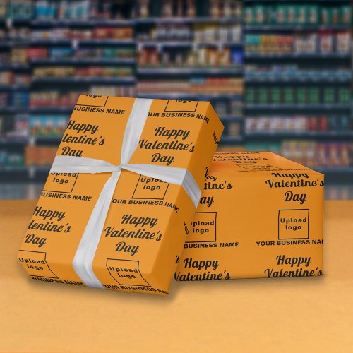 Business Valentine Orange Color Wrapping Paper