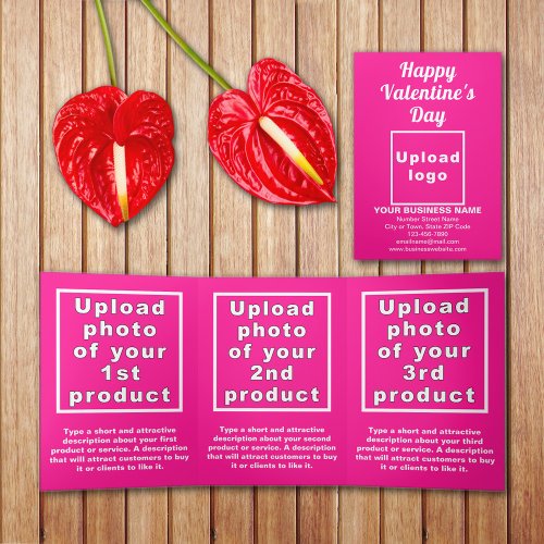 Business Valentine Pink Trifold Card