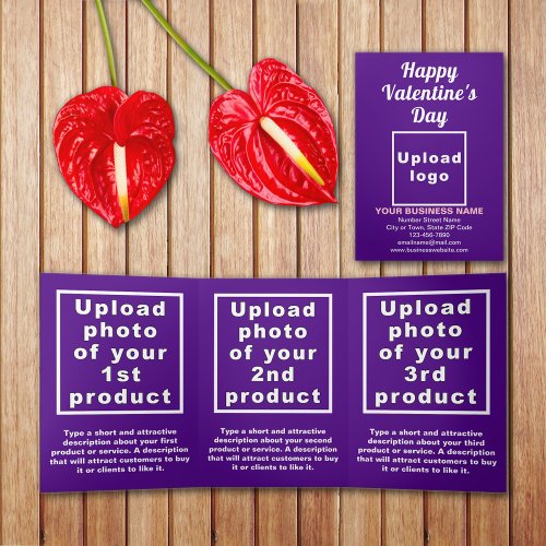 Business Valentine Purple Trifold Card