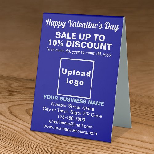 Business Valentine Sale on Blue Table Sign