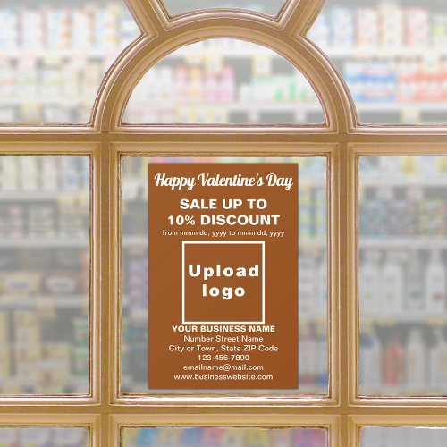 Business Valentine Sale on Brown Window Cling
