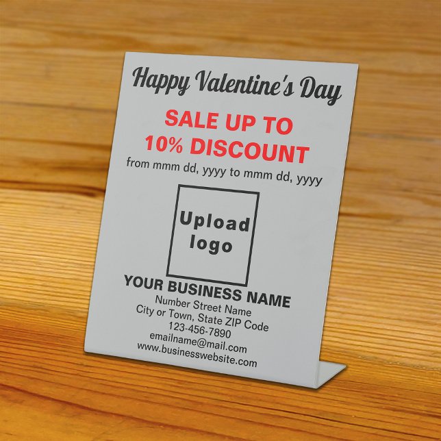 Business Valentine Sale on Gray Pedestal Sign (Business Valentine sale on gray pedestal sign. Signage to attract more customers.)