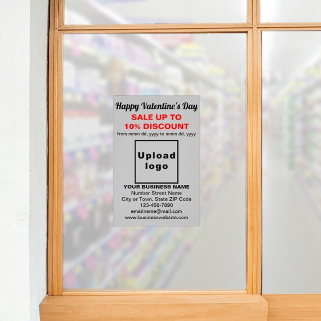 Business Valentine Sale on Gray Photo Paper (Business Valentine sale on gray photo paper on store window. Signage to attract more customers.)