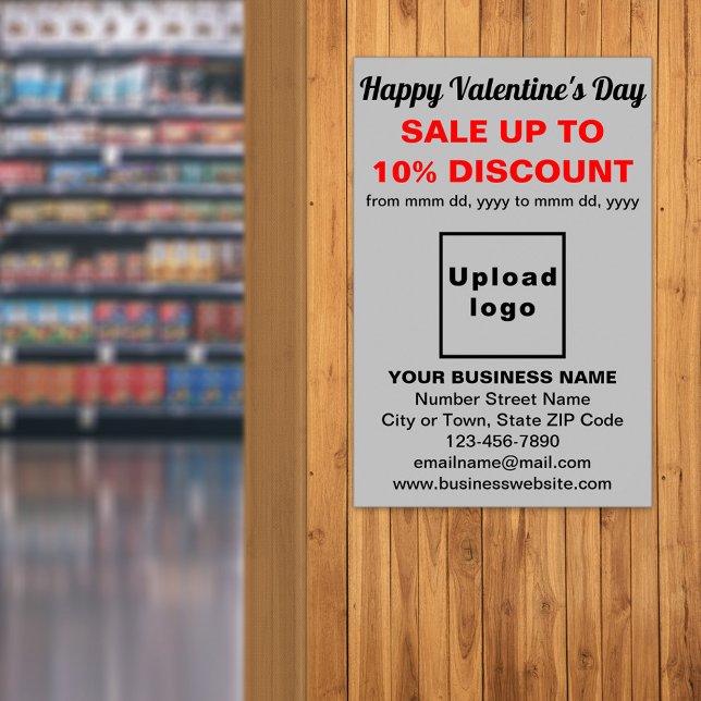 Business Valentine Sale on Gray Poster (Business Valentine sale on gray poster. Signage to attract more customers.)