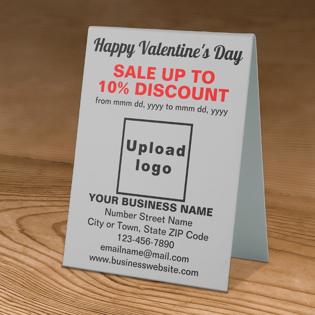 Business Valentine Sale on Gray Table Sign (Business Valentine sale on gray table sign. Signage to attract more customers.)