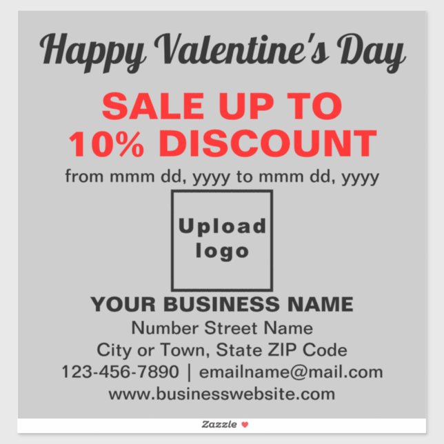 Business Valentine Sale on Gray Vinyl Sticker (Sheet)