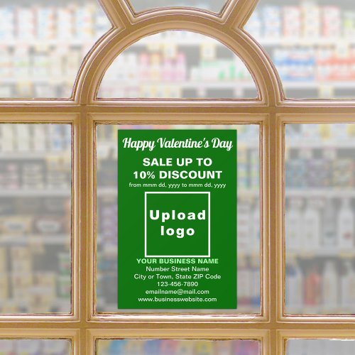 Business Valentine Sale on Green Window Cling