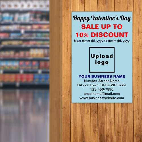 Business Valentine Sale on Light Blue Poster