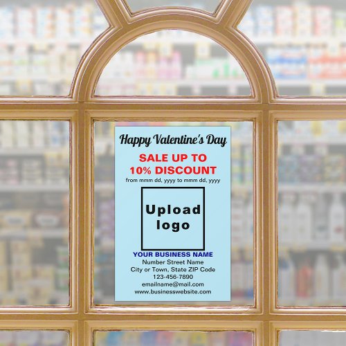 Business Valentine Sale on Light Blue Window Cling