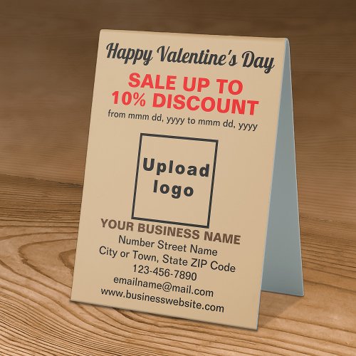 Business Valentine Sale on Light Brown Table Sign