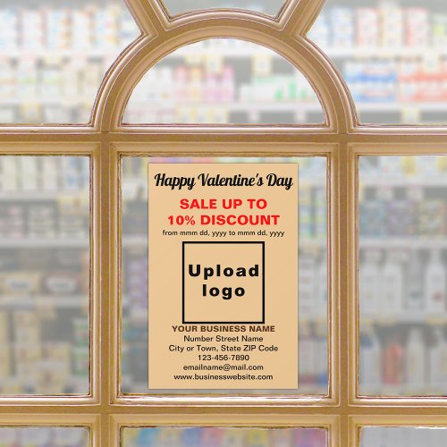 Business Valentine Sale on Light Brown Window Cling