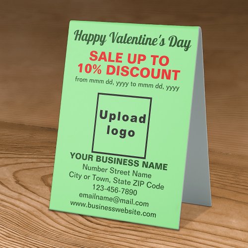 Business Valentine Sale on Light Green Table Sign