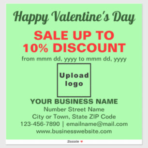 Business Valentine Sale on Light Green Vinyl Sticker