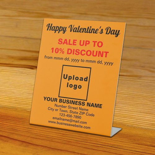 Business Valentine Sale on Orange Color Pedestal Sign