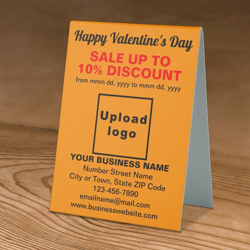 Business Valentine Sale on Orange Color Table Sign
