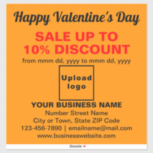 Business Valentine Sale on Orange Color Vinyl Sticker