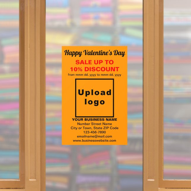 Business Valentine Sale on Orange Color Wall Decal (Business Valentine sale on orange color wall decal. Signage to attract more customers.)