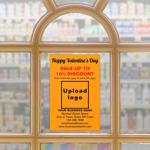 Business Valentine Sale on Orange Color Window Cling