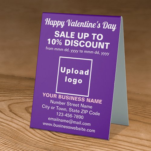 Business Valentine Sale on Purple Table Sign