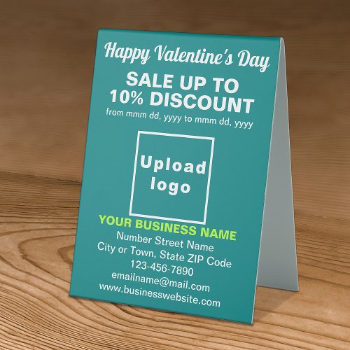 Business Valentine Sale on Teal Green Table Sign