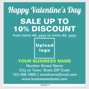 Business Valentine Sale on Teal Green Vinyl Sticker