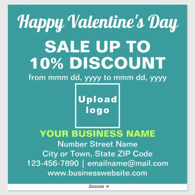 Business Valentine Sale on Teal Green Vinyl Sticker (Sheet)