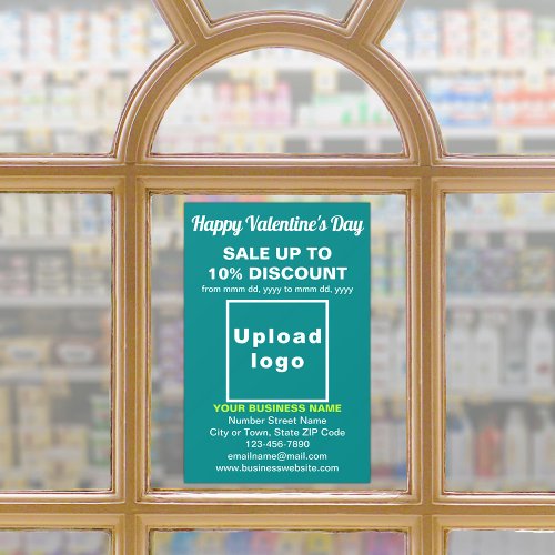 Business Valentine Sale on Teal Green Window Cling