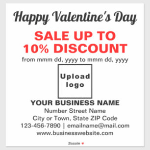 Business Valentine Sale on White Vinyl Sticker