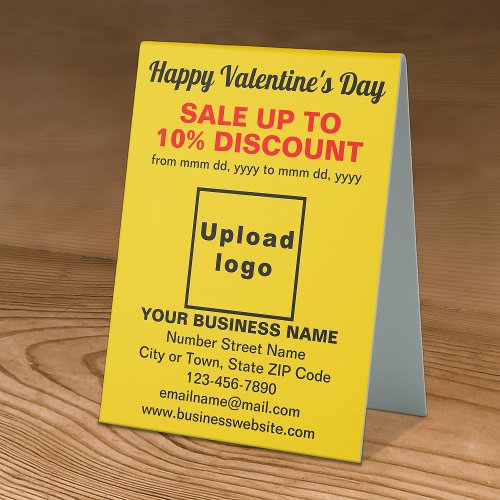 Business Valentine Sale on Yellow Table Sign