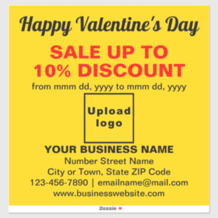 Business Valentine Sale on Yellow Vinyl Sticker