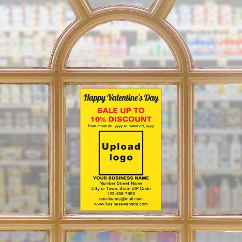 Business Valentine Sale on Yellow Window Cling