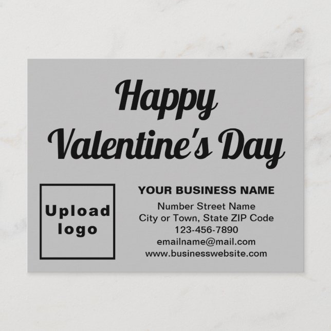 Business Valentine Small Gray Flat Holiday Card (Front)