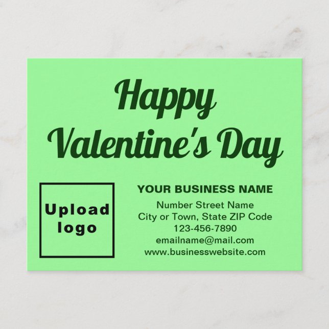 Business Valentine Small Light Green Flat Holiday Card (Front)